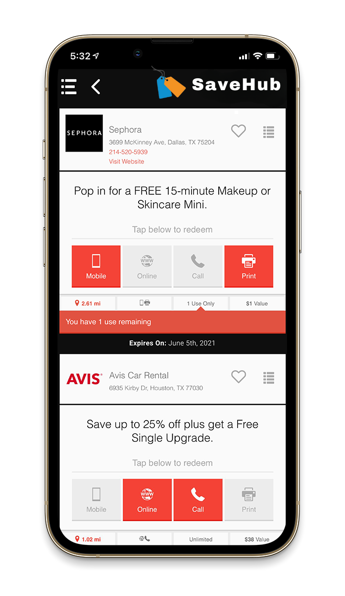 Member app showing local deals